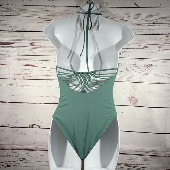Xhilaration Pine Green Strappy One Piece Suit - Picture 3 of 5